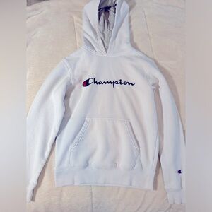White Champion Hoodie (youth large)